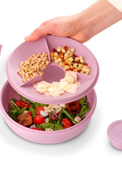 Brabantia Make & Take Salade Lunchbox To Go 1,3 liter - detail donkerroze