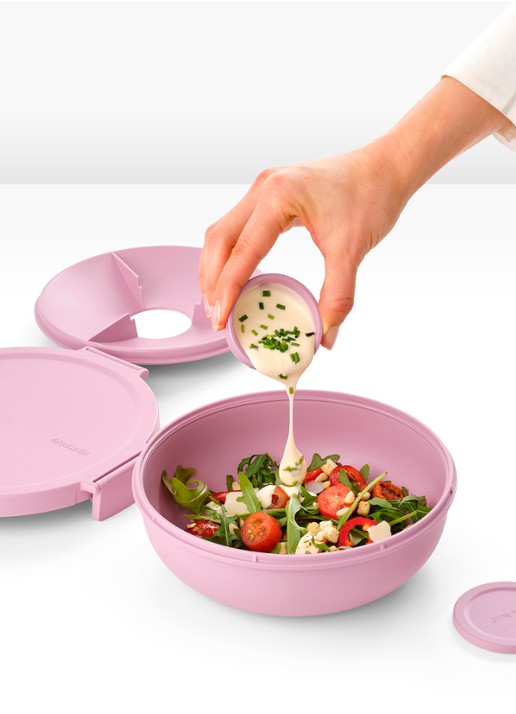 Brabantia Make & Take Salade Lunchbox To Go 1,3 liter - detail 2 donkerroze