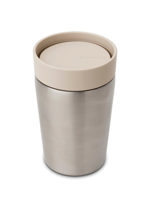 Brabantia Make & Take thermosbeker/koffiebeker 200 ml - voorkant beige
