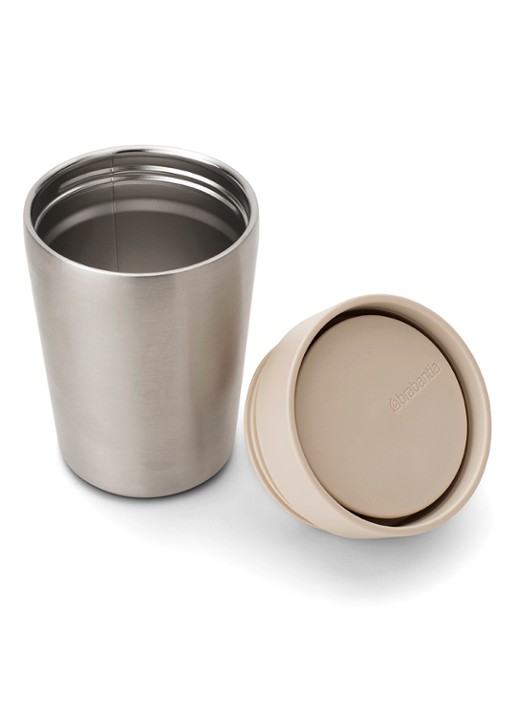 Brabantia Make & Take thermosbeker/koffiebeker 200 ml - voorkant 2 beige