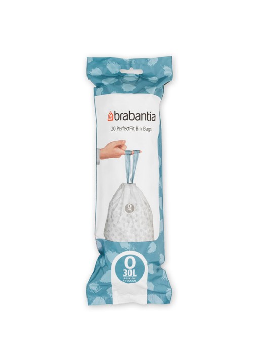 Brabantia Perfect Fit afvalzak code O 30 liter 6 x 20 stuks - voorkant 2 wit