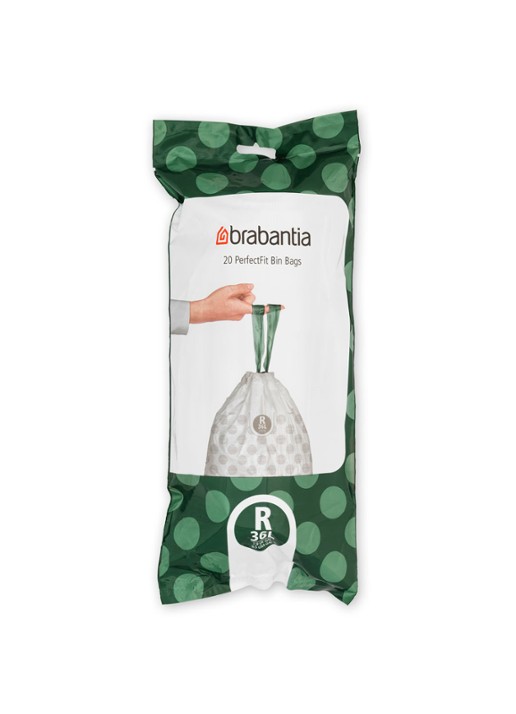 Brabantia Perfect Fit afvalzak code R 36 liter 6 x 20 stuks - voorkant 7 wit