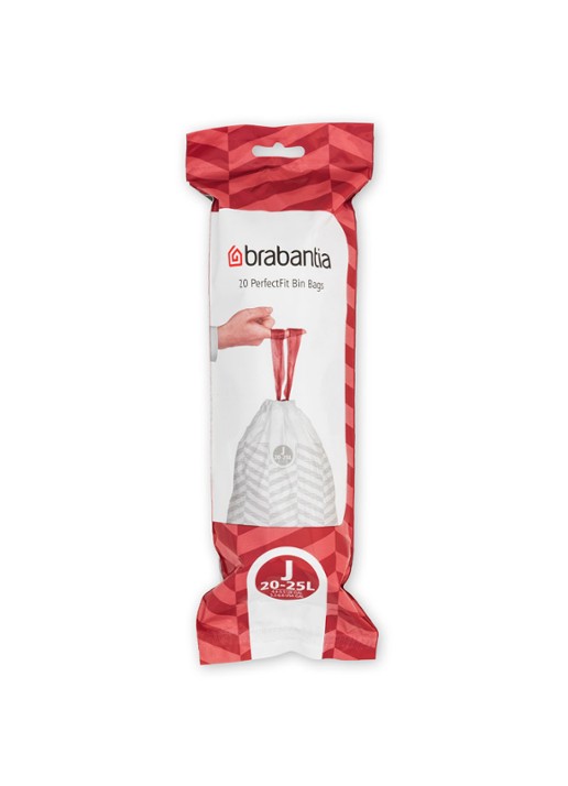 Brabantia PerfectFit afvalzak code J 20 - 25 liter 6 x 20 stuks - voorkant 7 wit