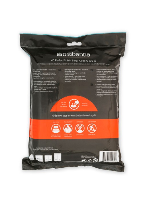 Brabantia PerfectFit Extra Strong O 30L vuilniszakken 40 stuks - voorkant 2 wit