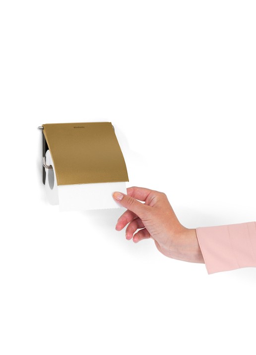 Brabantia ReNew toiletrolhouder met klep - detail goud