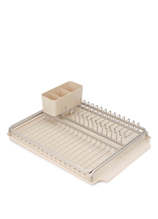 Brabantia SinkSide afdruiprek met lekbak en bestekhouder - voorkant 2 beige