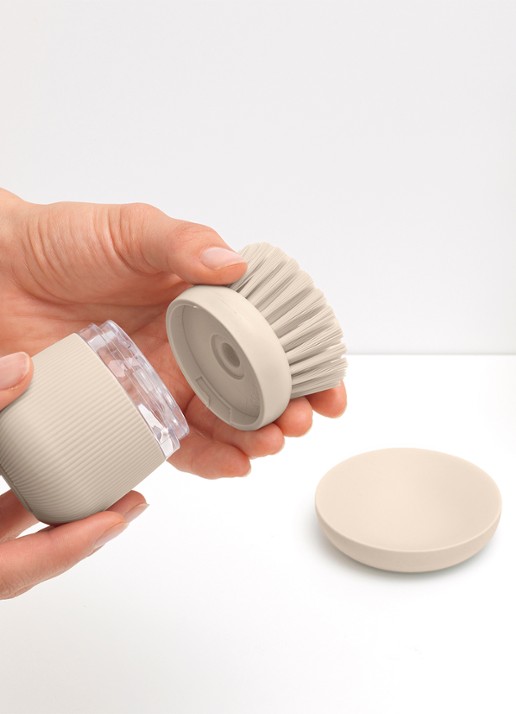Brabantia SinkSide afwasborstel met zeepdispenser - detail beige