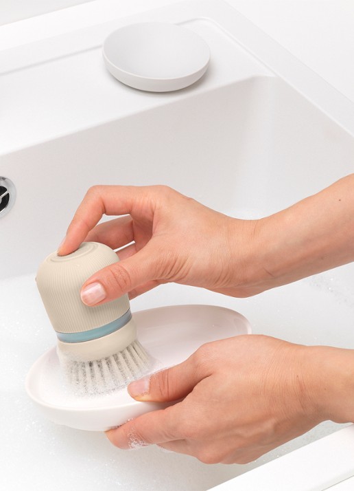 Brabantia SinkSide afwasborstel met zeepdispenser - detail 3 beige