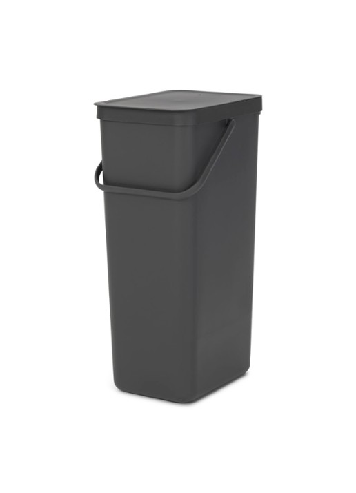 Brabantia Sort & Go prullenbak 40 liter - voorkant 2 donkergrijs