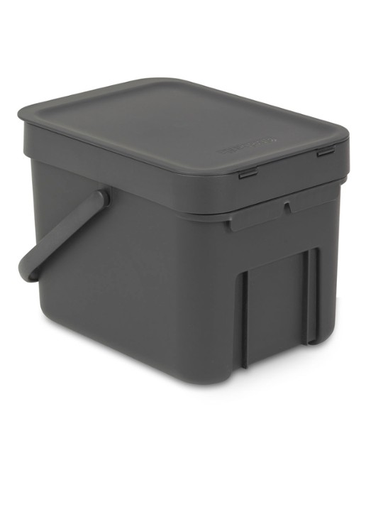 Brabantia Sort & Go prullenbak 6 liter - achterkant antraciet