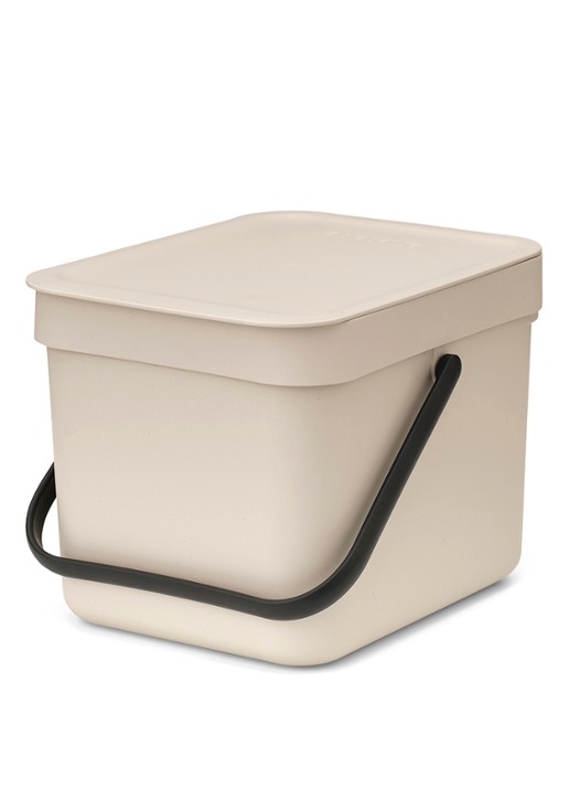 Brabantia Sort & Go prullenbak 6 liter - voorkant 8 beige