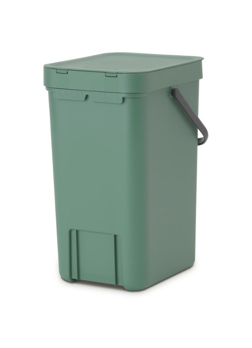 Brabantia Sort & Go prullenbak met hengsel 12 liter - achterkant 6 olijfgroen