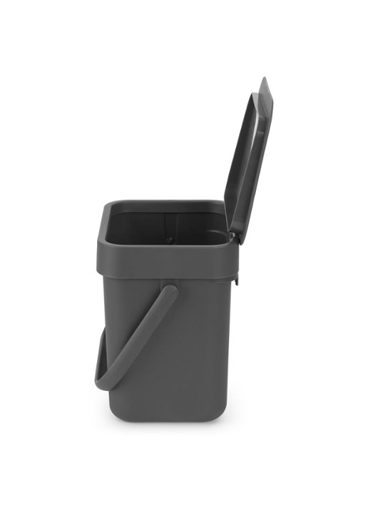 Brabantia Sort & Go prullenbak met hengsel 3 liter - achterkant antraciet