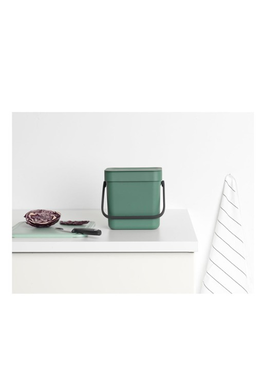 Brabantia Sort & Go prullenbak met hengsel 3 liter - detail 2 olijfgroen