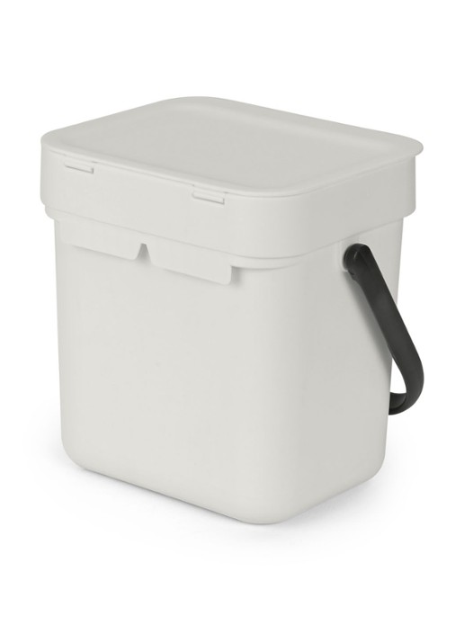 Brabantia Sort & Go prullenbak met hengsel 3 liter - achterkant lichtgrijs