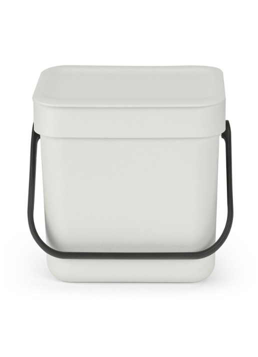 Brabantia Sort & Go prullenbak met hengsel 3 liter - voorkant 2 lichtgrijs