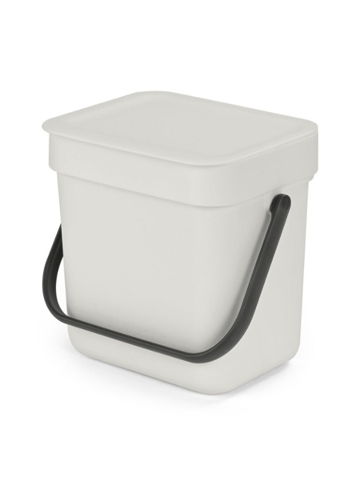 Brabantia Sort & Go prullenbak met hengsel 3 liter - voorkant 3 lichtgrijs