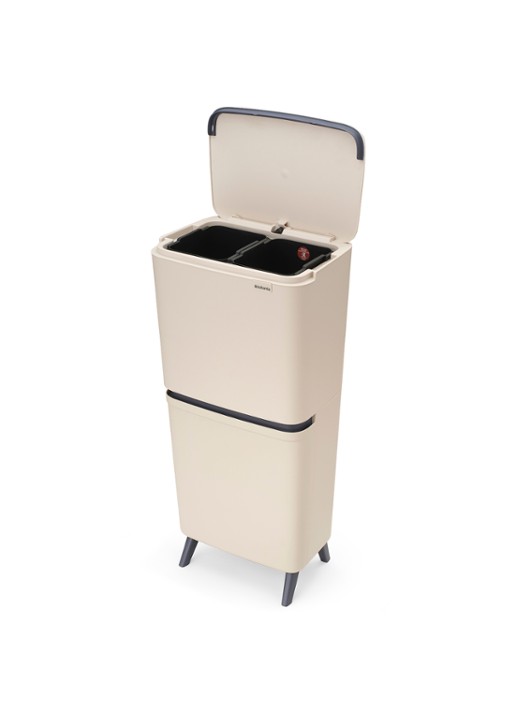 Brabantia SortUp prullenbak met deksel 45 liter - voorkant 8 beige