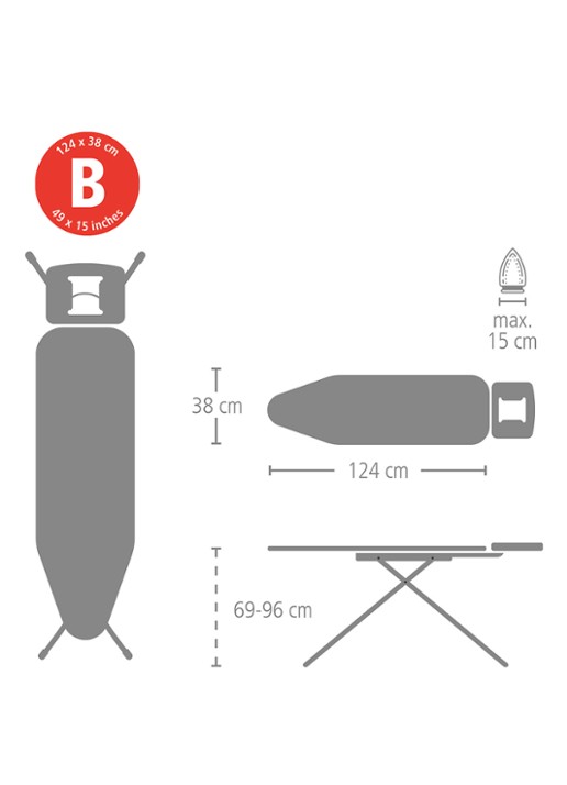 Brabantia Strijkplank B met Strijkijzerhouder 124 x 38 cm - detail 2 groen