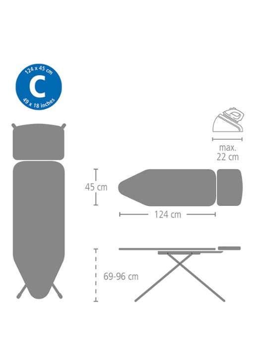 Brabantia Strijkplank C met Stoomunithouder 124 x 45 cm - detail 4 beige