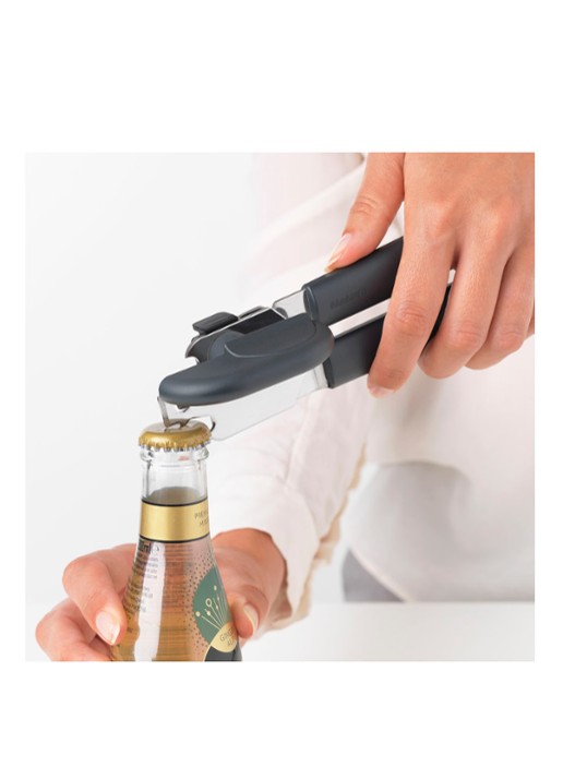 Brabantia TASTY+ blikopener met flesopener - voorkant 3 donkergrijs