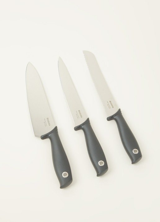 Brabantia TASTY+ lademessenblok met messenset 3-delig - voorkant 2 donkergrijs