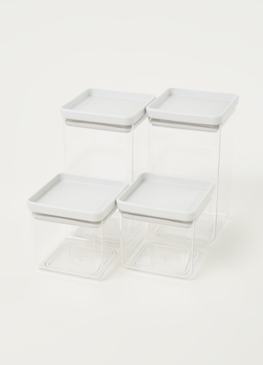 Brabantia Tasty voorraaddoos set van 4 - voorkant 2 lichtgrijs