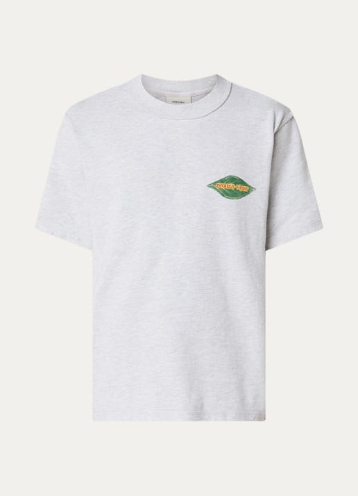 Bram's Fruit Distressed Leaf T-shirt met logo- en backprint - voorkant 3 grijsmele