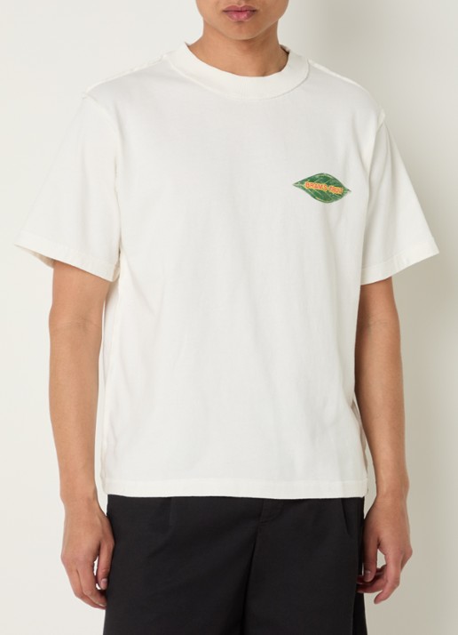 Bram's Fruit Distressed Leaf T-shirt met logo- en backprint - achterkant 3 gebroken wit