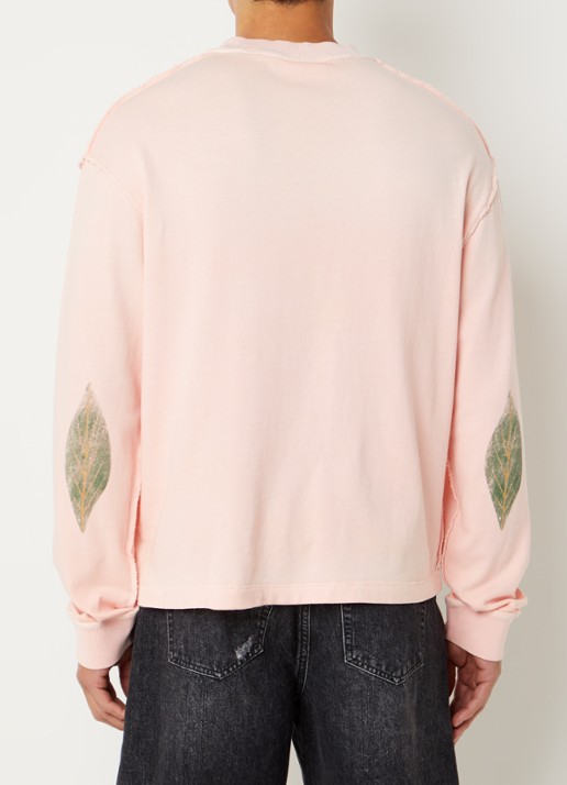 Bram's Fruit Distressed Leaf T-shirt met logoprint - achterkant 2 roze