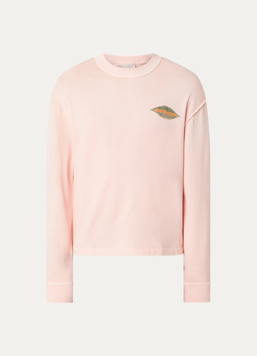Bram's Fruit Distressed Leaf T-shirt met logoprint - voorkant 3 roze