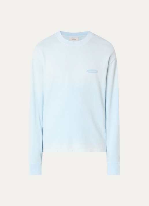 Bram's Fruit Distressed longsleeve met logo- en backprint - voorkant lichtblauw