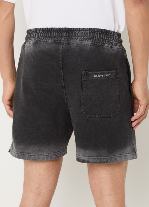 Bram's Fruit Distressed Script loose fit korte broek met steekzakken - achterkant 4 donkergrijs