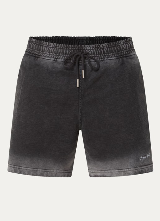 Bram's Fruit Distressed Script loose fit korte broek met steekzakken - voorkant donkergrijs