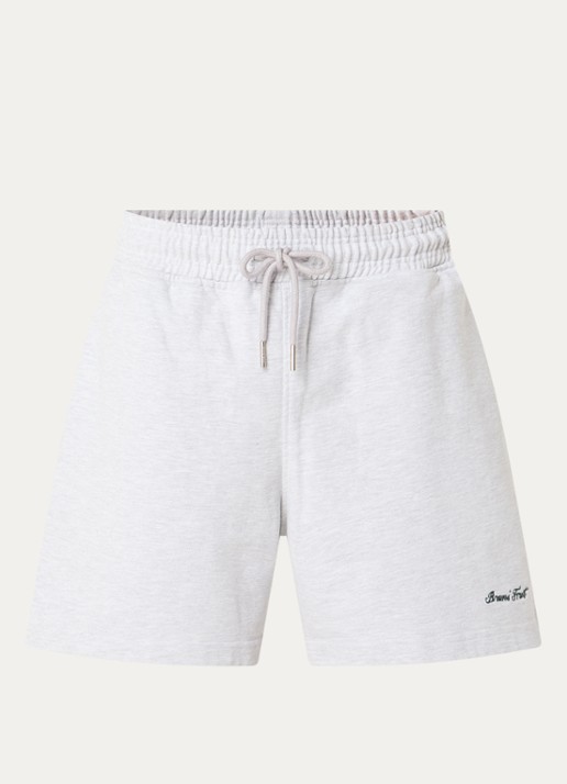 Bram's Fruit Distressed Script loose fit korte broek met steekzakken - voorkant 2 grijsmele