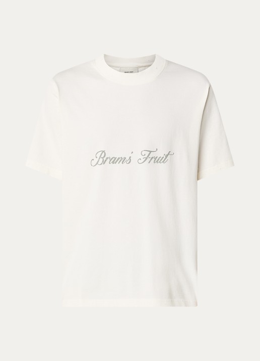 Bram's Fruit Distressed T-shirt met logoprint - voorkant 3 creme