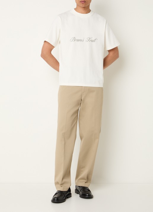 Bram's Fruit Distressed T-shirt met logoprint - voorkant 4 creme