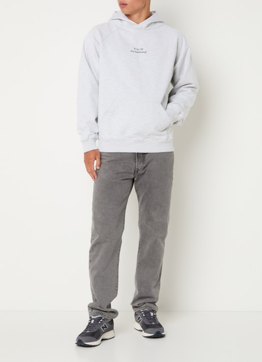 Bram's Fruit F*ck Off hoodie met print - voorkant 4 grijsmele