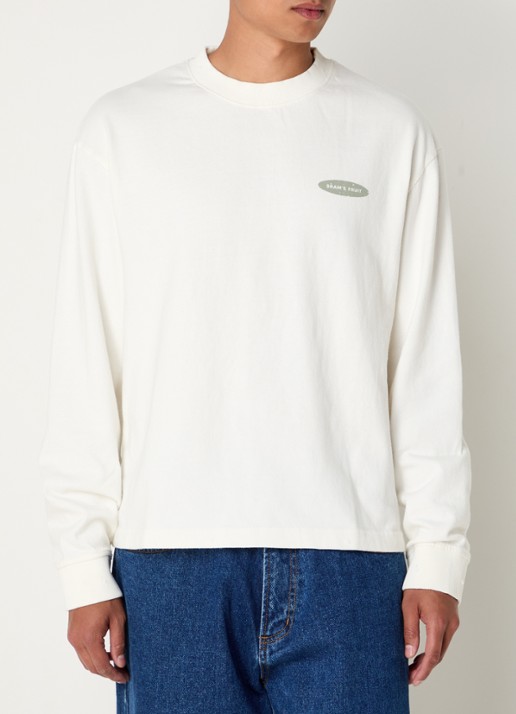 Bram's Fruit F*ck off sweater met logo- en backprint - achterkant gebroken wit