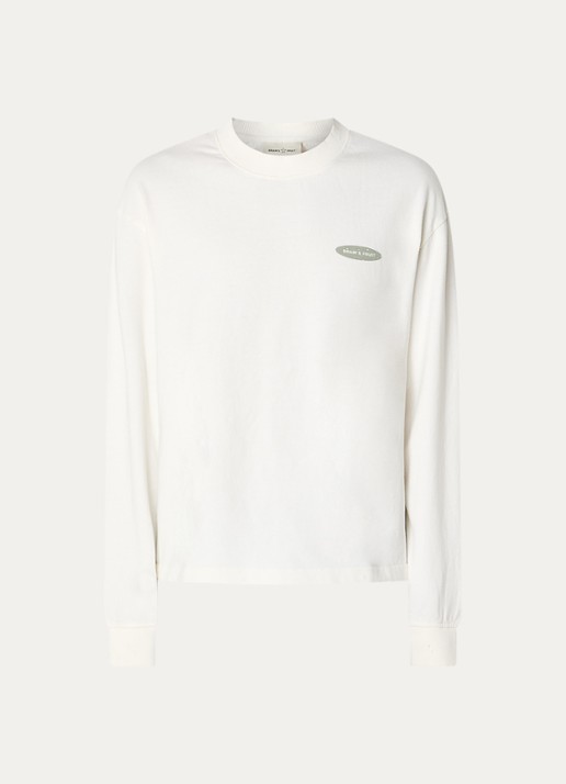 Bram's Fruit F*ck off sweater met logo- en backprint - voorkant 3 gebroken wit