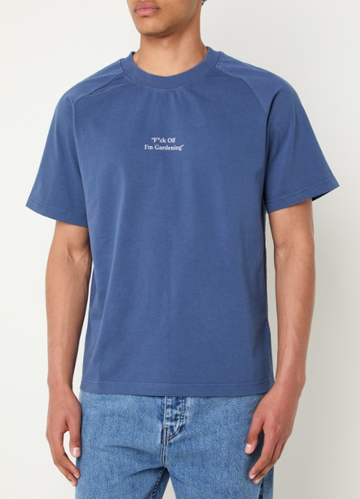Bram's Fruit F*ck Off T-shirt met print - detail indigo