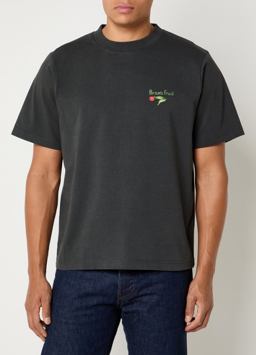 Bram's Fruit Flora 2.0 T-shirt met logo- en backprint - achterkant 2 donkergrijs