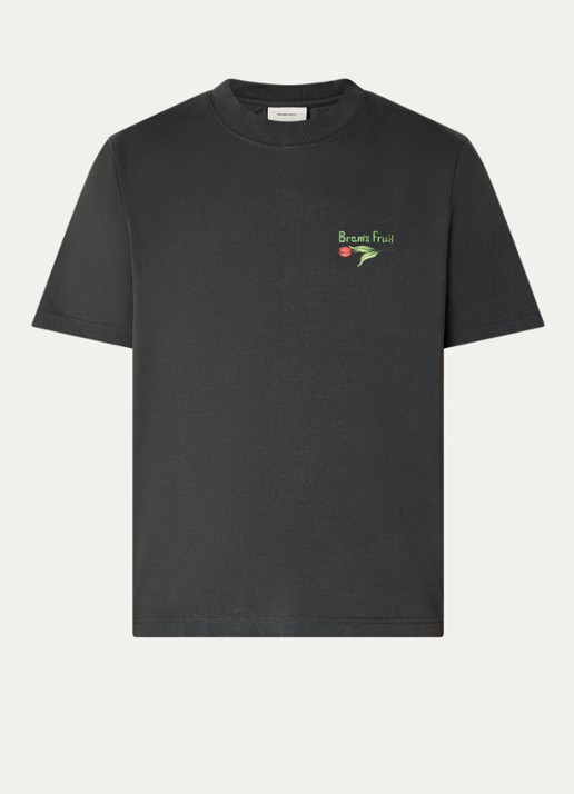 Bram's Fruit Flora 2.0 T-shirt met logo- en backprint - voorkant 3 donkergrijs