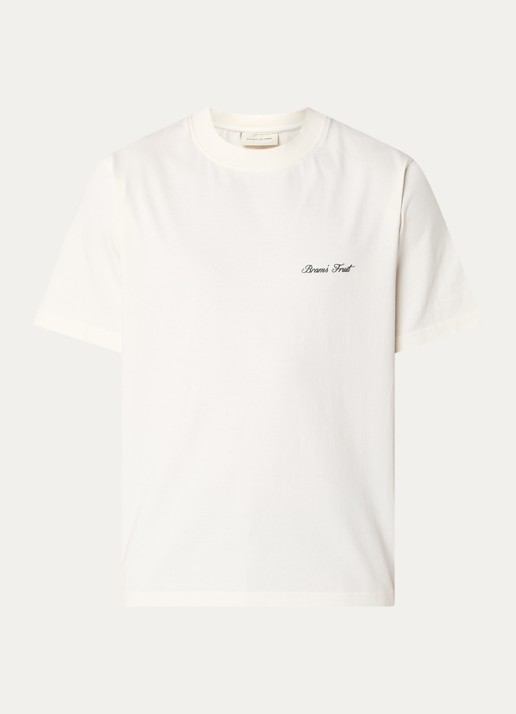 Bram's Fruit Gardening T-shirt met logo- en backprint - voorkant gebroken wit