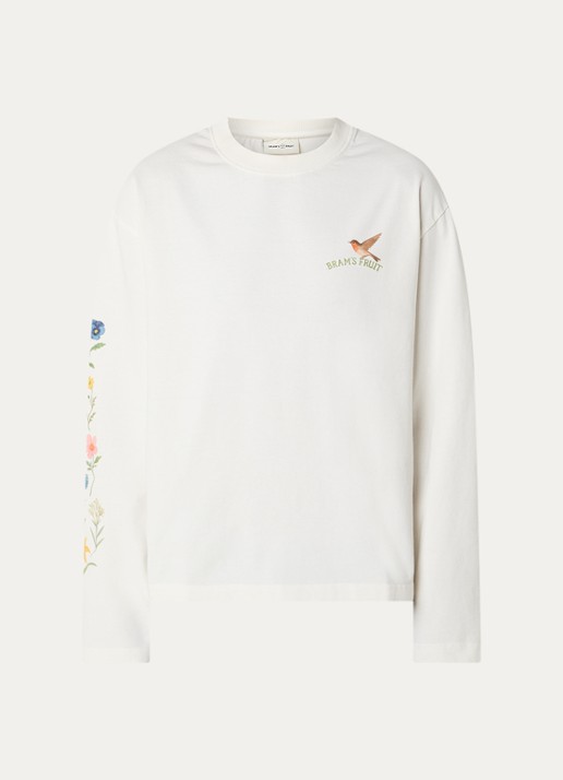 Bram's Fruit Robin longsleeve T-shirt met logo - voorkant 3 wit