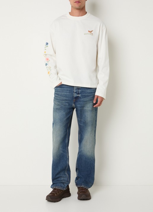Bram's Fruit Robin longsleeve T-shirt met logo - voorkant 4 wit