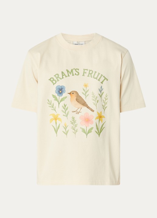 Bram's Fruit Roving T-shirt met print - voorkant vanillegeel