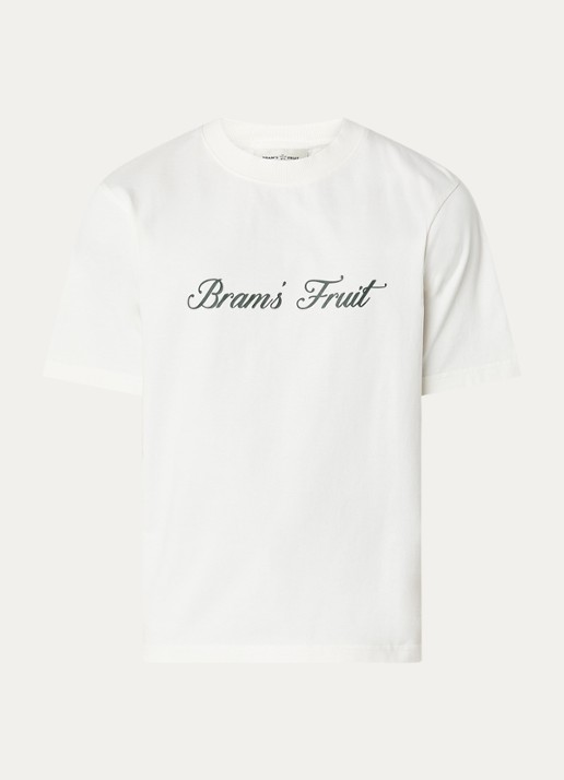 Bram's Fruit Script T-shirt met logo - voorkant 3 wit