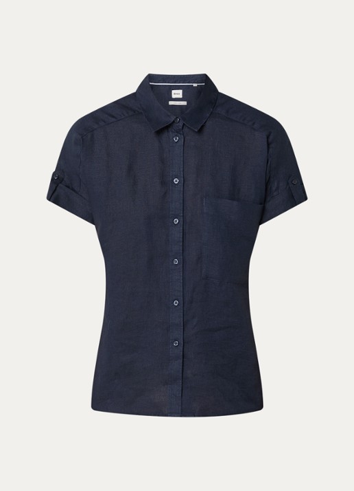 BRAX Blouse met borstzak - voorkant 2 donkerblauw