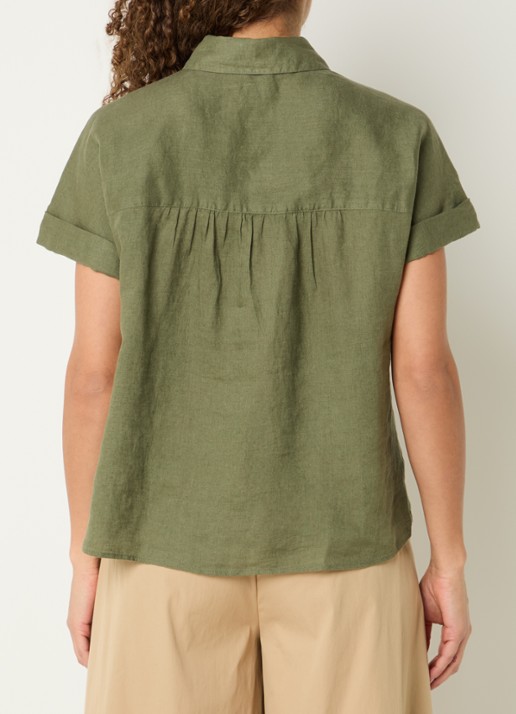 BRAX Blouse met borstzak - achterkant 3 legergroen